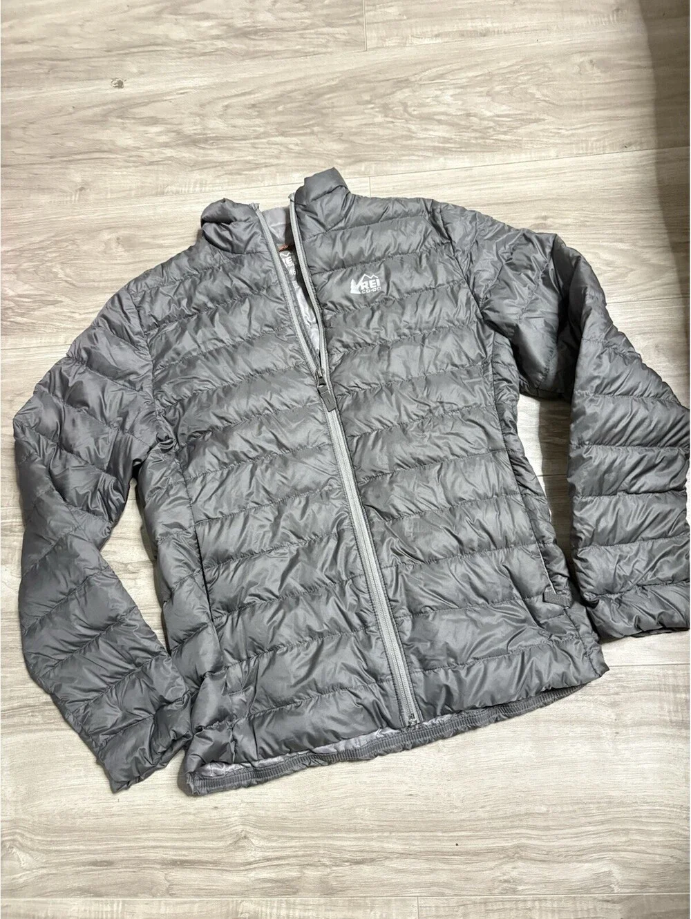 REI Co-op Jacket Youth Large Down Puffer Gray Full Zip